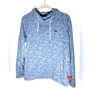 The Black Dog Heathered Space Dye Blue Cowl Neck Pullover Sweatshirt Small
